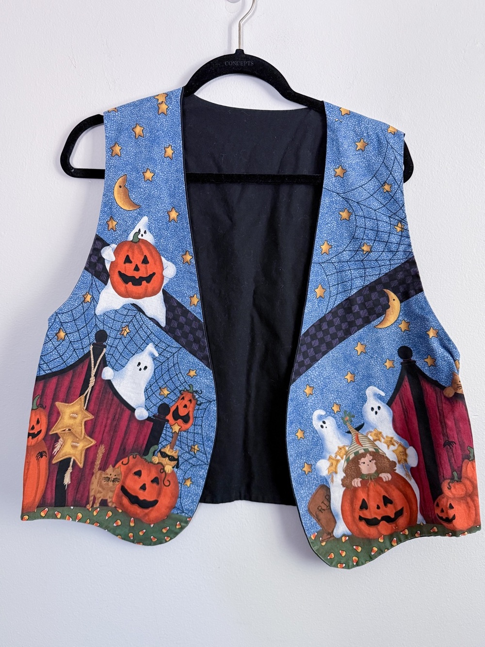 Halloween women’s Vest with Pumpkin & Ghost Print size M/L